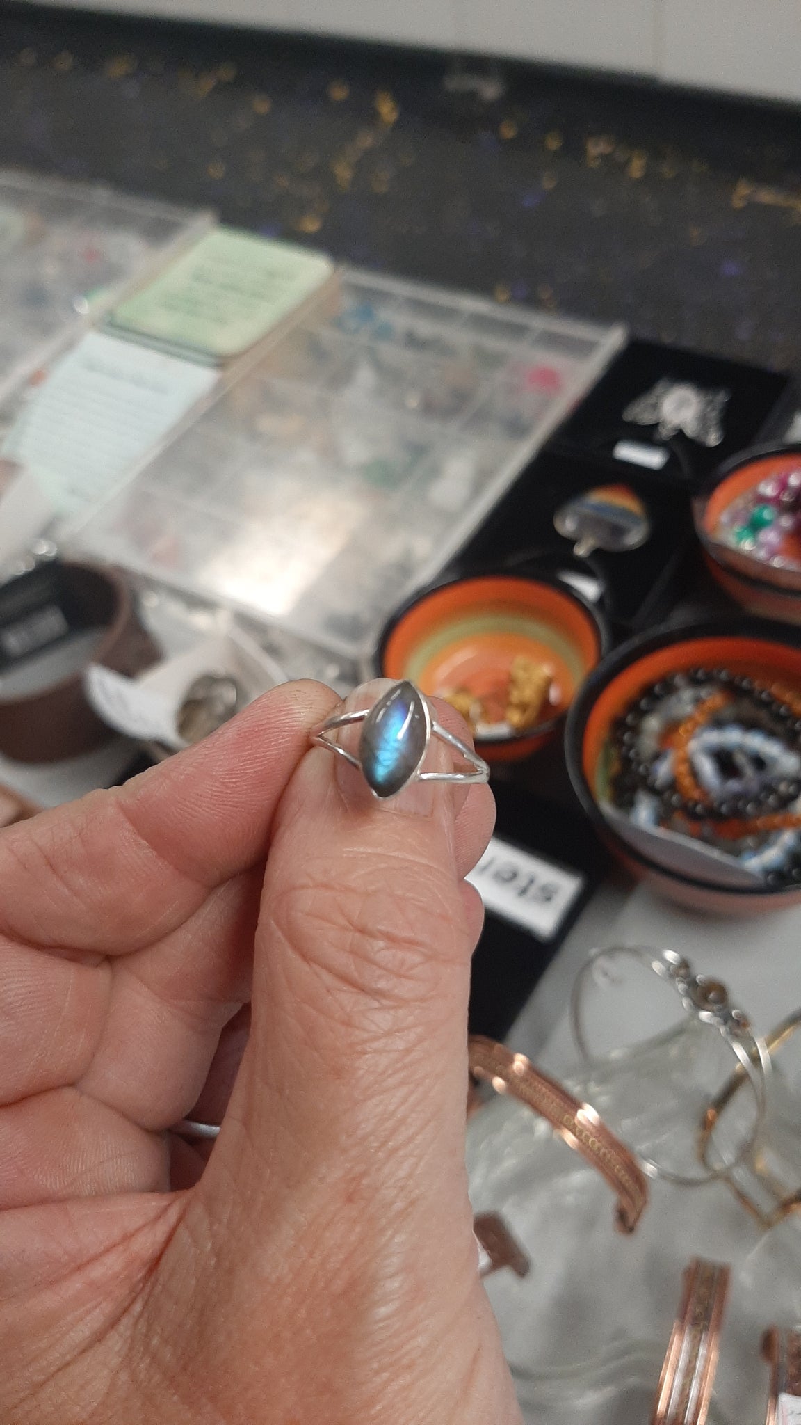 Labradorite Ring Diamond Shape