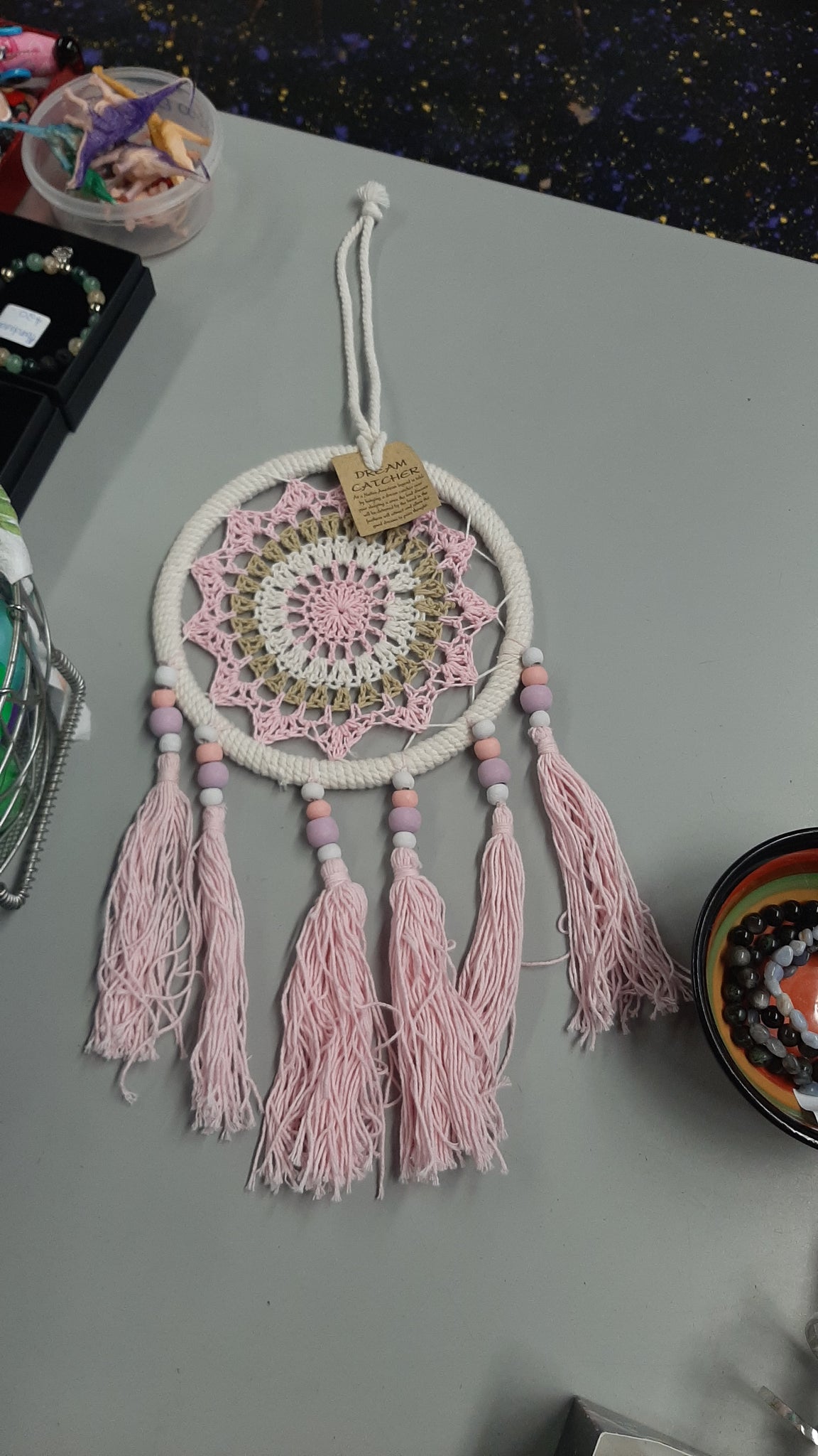 Pink Macrame Dreamcatcher