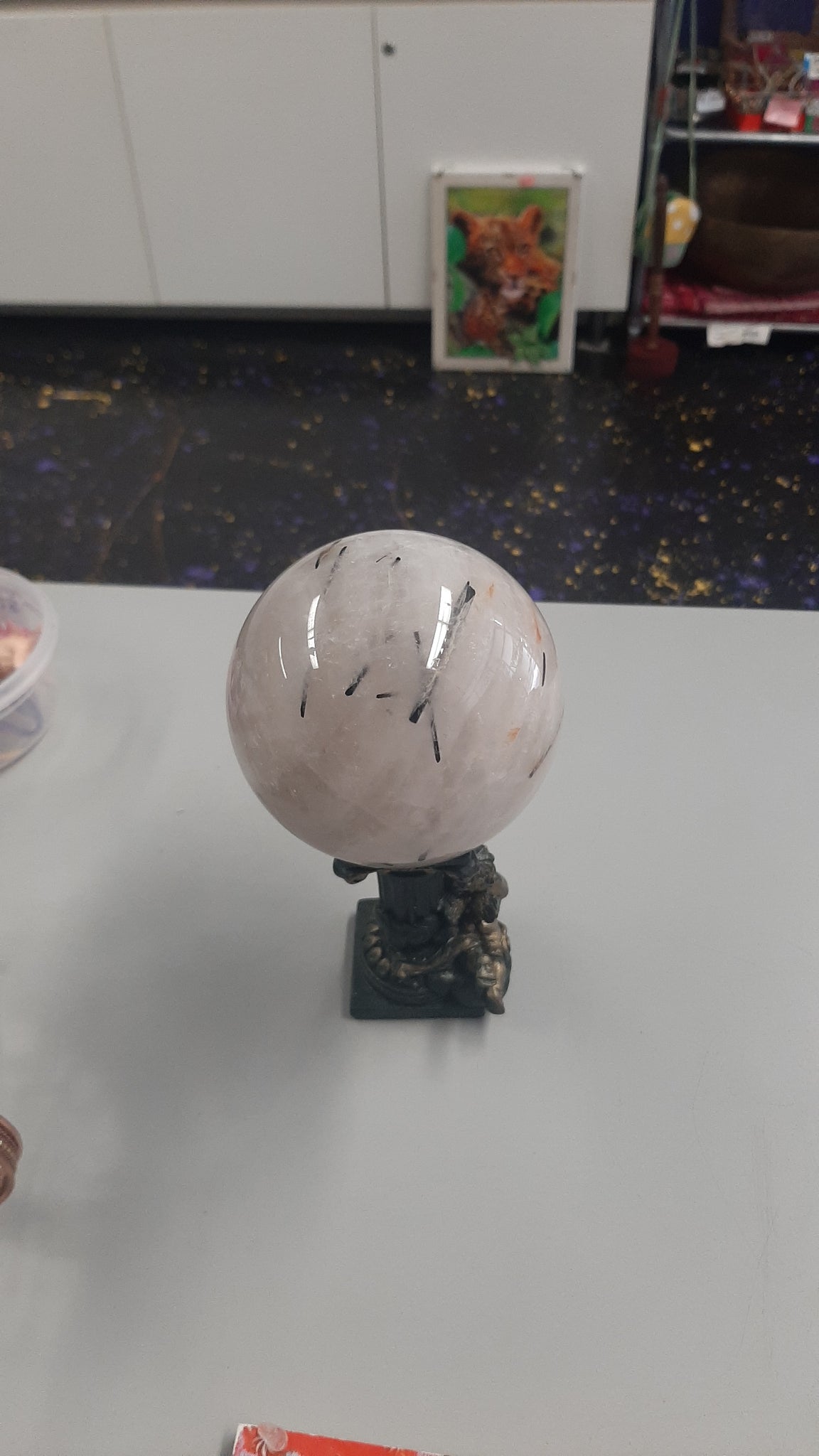 Tourmalinated Quartz Sphere