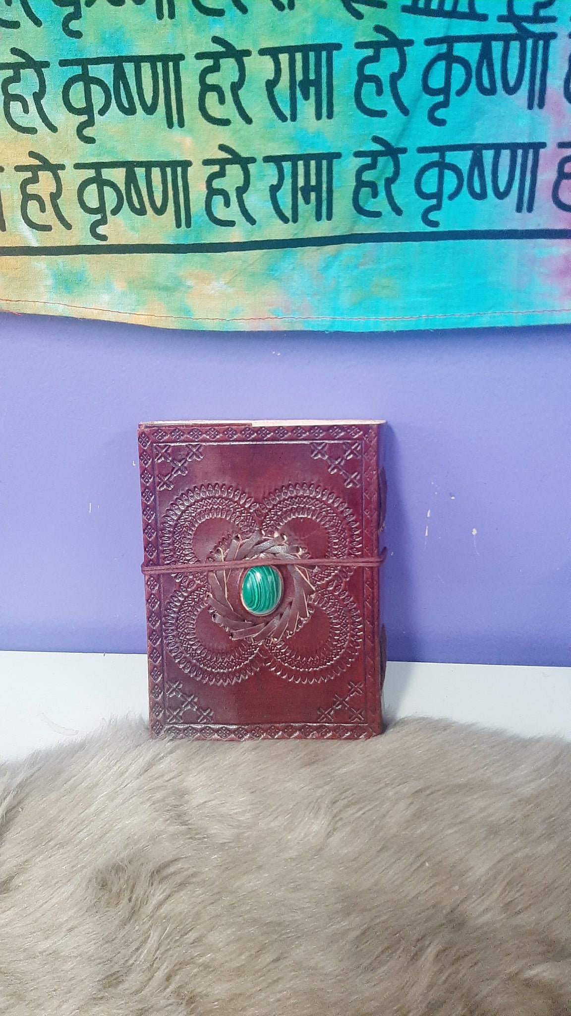 Leather Book with Malachite