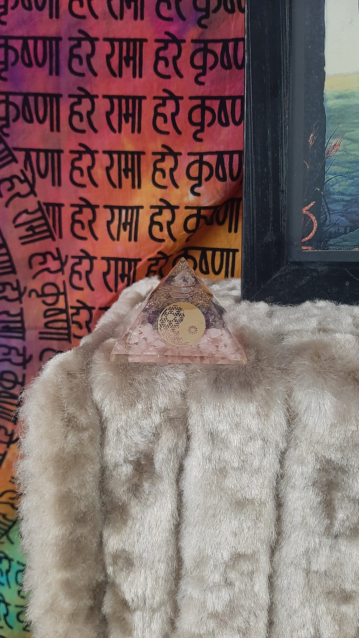 Rose Quartz Amethyst Orgonite Pyramid
