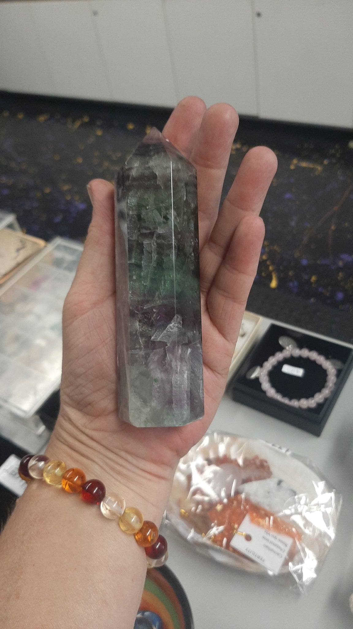 Rainbow Fluorite Tower Large