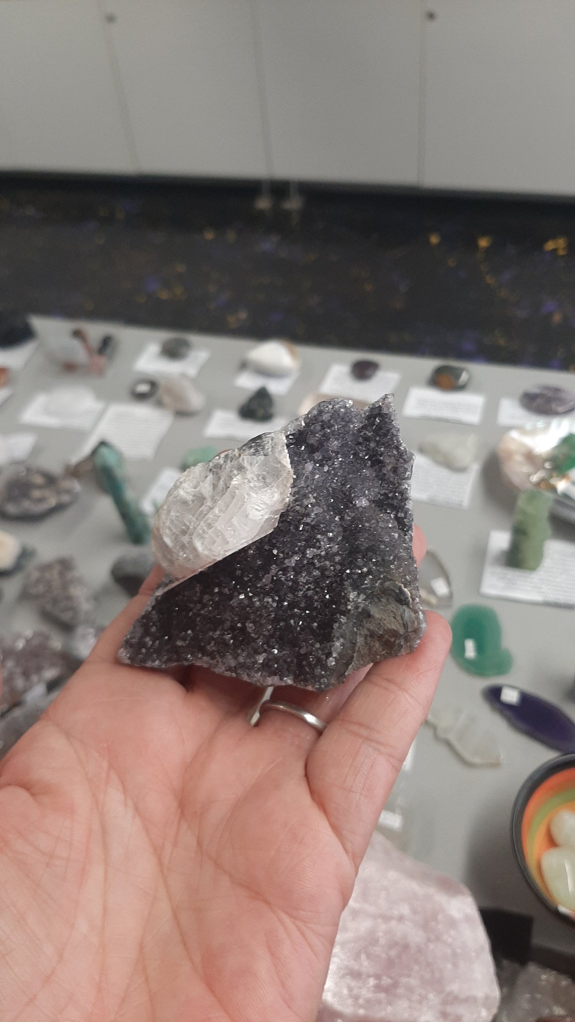 Amethyst Cluster Standing with Calcite