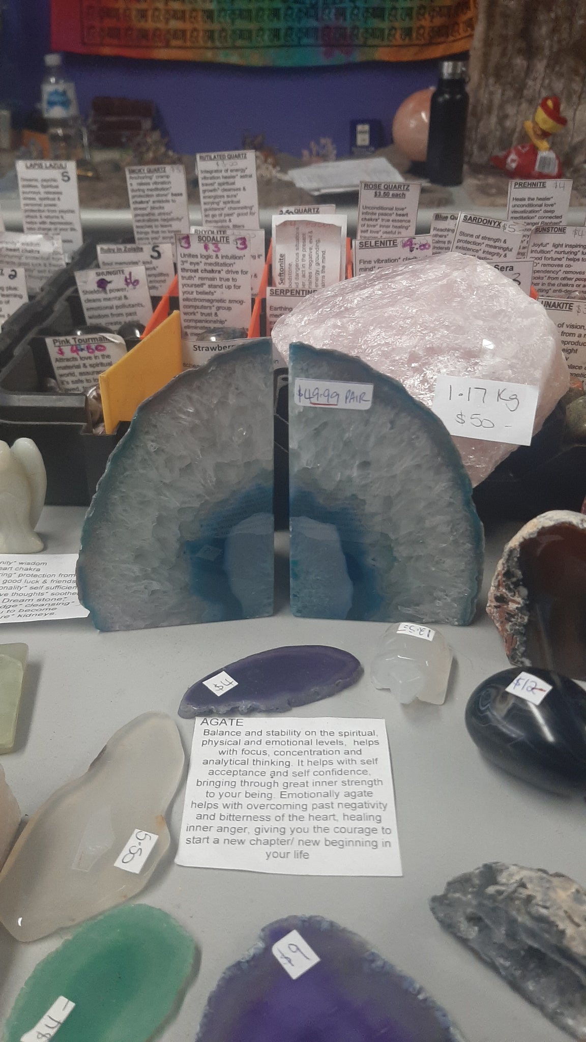Blue Agate Bookends